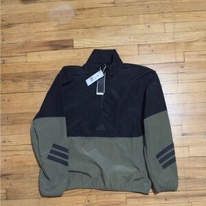 Adidas Men's Black and Olive Windbreaker